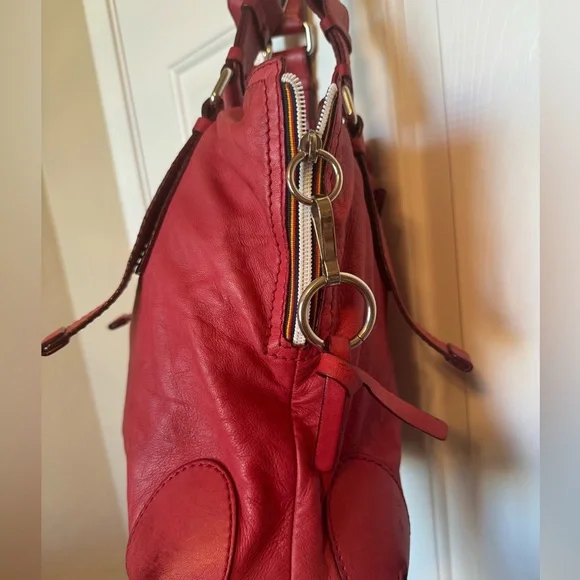 Chloe Patsy Leather Studded Logo Red Tote COA - Picture 4 of 16